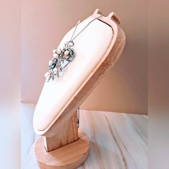 π₯ Vintage Sterling Silver, Pearl & Abalone Statement Brooch on 18' Chain - Picture 7 of 7